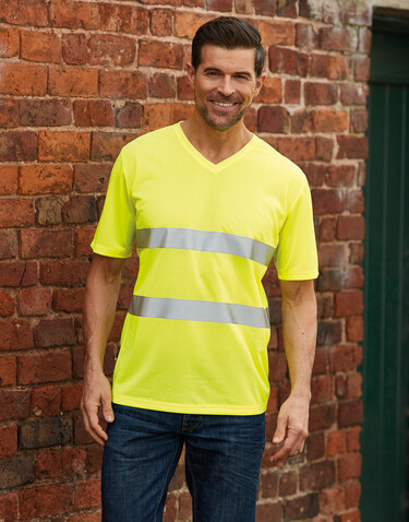 Yoko Fluo Super Light V-Neck T-Shirt, Fluo Yellow, XL bedrucken, Art.-Nr. 178776056