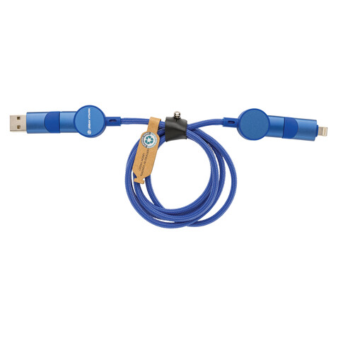 Oakland RCS rKunststoff 1,2m 6-in-1 Fast-Charging 45W Kabel blau bedrucken, Art.-Nr. P302.705