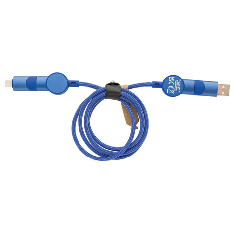 Oakland RCS rKunststoff 1,2m 6-in-1 Fast-Charging 45W Kabel blau bedrucken, Art.-Nr. P302.705