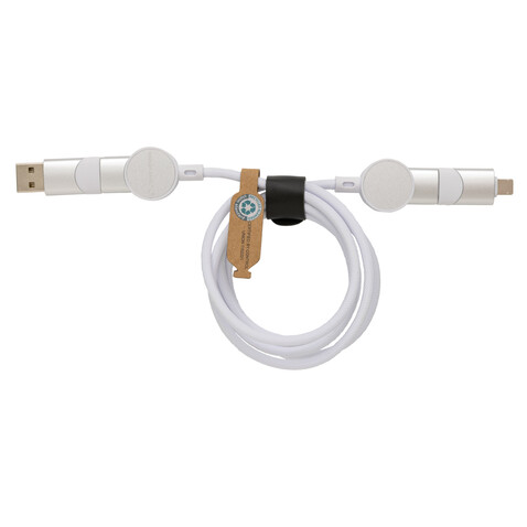 Oakland RCS rKunststoff 1,2m 6-in-1 Fast-Charging 45W Kabel weiß bedrucken, Art.-Nr. P302.703