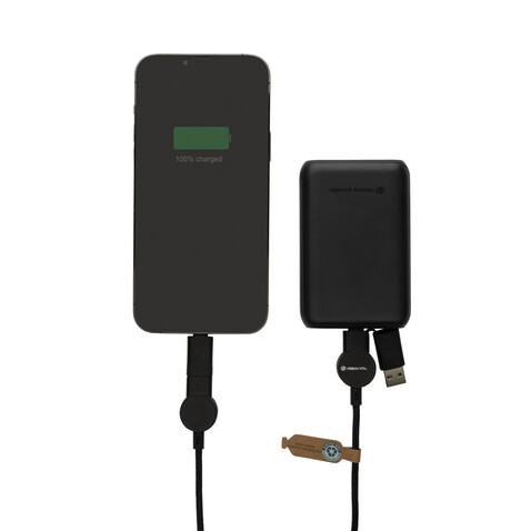 Oakland RCS rKunststoff 1,2m 6-in-1 Fast-Charging 45W Kabel schwarz bedrucken, Art.-Nr. P302.701