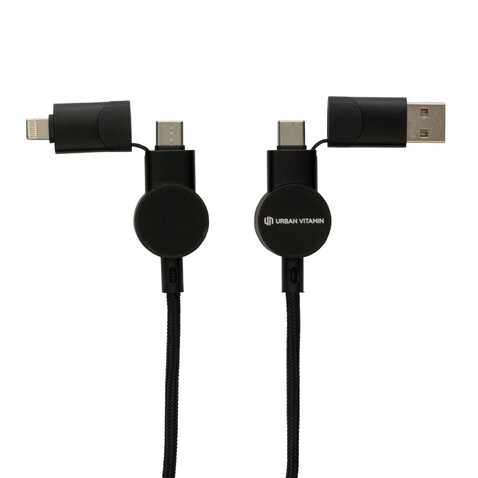 Oakland RCS rKunststoff 1,2m 6-in-1 Fast-Charging 45W Kabel schwarz bedrucken, Art.-Nr. P302.701