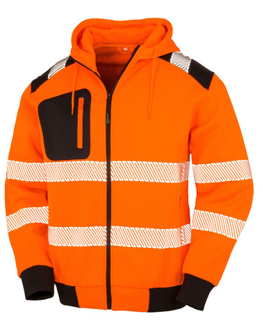 Result Recycled Robust Zipped Safety Hoody, Fluorescent Orange, S bedrucken, Art.-Nr. 200334053