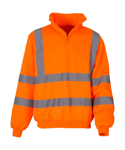 Yoko Fluo 1/4 Zip Sweat Shirt, Fluo Orange, S bedrucken, Art.-Nr. 261774053