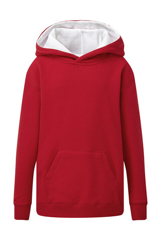 SG Contrast Hooded Sweatshirt Kids, Red/White, 140 (9-10/XL) bedrucken, Art.-Nr. 280524506