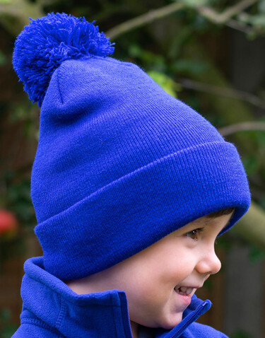 Result Junior Pom Pom Beanie, Black, One Size bedrucken, Art.-Nr. 301331010