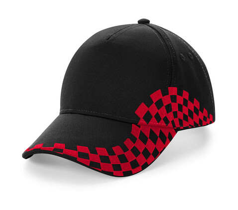 Beechfield Grand Prix Cap, Black/Classic Red, One Size bedrucken, Art.-Nr. 316691540