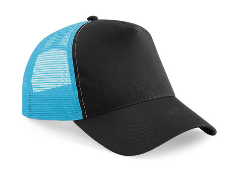 Beechfield Snapback Trucker, Black/Surf Blue, One Size bedrucken, Art.-Nr. 328691720