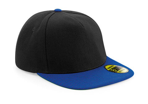 Beechfield Original Flat Peak Snapback, Black/Bright Royal, One Size bedrucken, Art.-Nr. 331691610