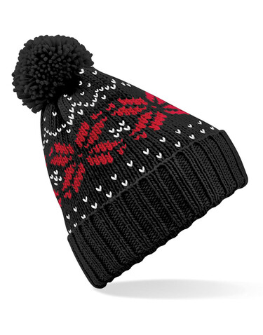 Beechfield Fair Isle Snowstar® Beanie, Burgundy/White, One Size bedrucken, Art.-Nr. 344694540