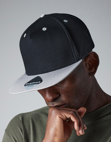 Beechfield 5 Panel Contrast Snapback, Black/Surf Blue, One Size bedrucken, Art.-Nr. 361691720