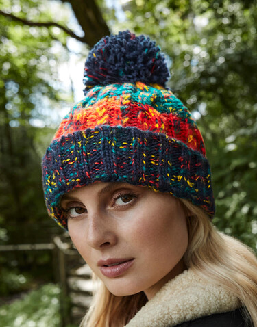Beechfield Corkscrew Pom Pom Beanie, Crackling Campfire, One Size bedrucken, Art.-Nr. 369694190