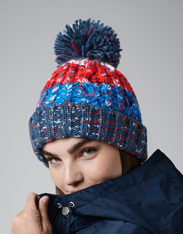 Beechfield Corkscrew Pom Pom Beanie, Marine Splash, One Size bedrucken, Art.-Nr. 369692080