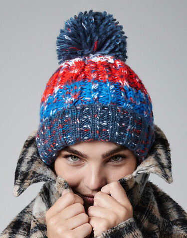 Beechfield Corkscrew Pom Pom Beanie, Winter Berries, One Size bedrucken, Art.-Nr. 369694360