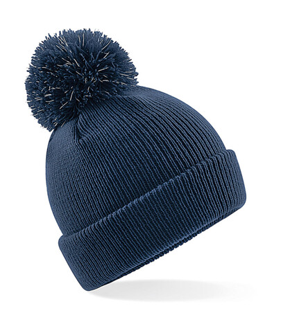 Beechfield Junior Reflective Bobble Beanie, French Navy, One Size bedrucken, Art.-Nr. 386692010