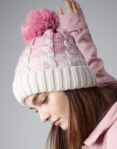 Beechfield Ombré Beanie, Dusky Pink/Off White, One Size bedrucken, Art.-Nr. 392694640