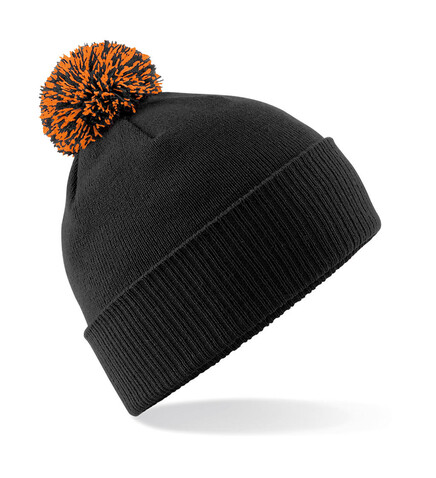 Beechfield Snowstar Beanie, Black/Orange, One Size bedrucken, Art.-Nr. 397691670
