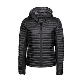 Tee Jays Ladies` Hooded Outdoor Crossover Jacket, Black/Black Melange, S bedrucken, Art.-Nr. 419541613 Tee Jays Ladies` Hooded Outdoor Crossover Jacket, Black/Black Melange, S bedrucken, Art.-Nr. 419541613