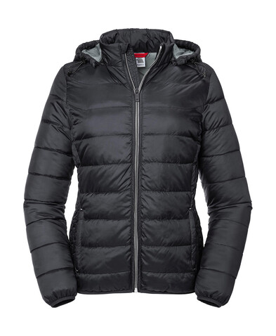 Russell Europe Ladies` Hooded Nano Jacket, Black, XS bedrucken, Art.-Nr. 424001012