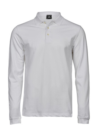 Tee Jays Luxury LS Stretch Polo, White, S bedrucken, Art.-Nr. 501540003