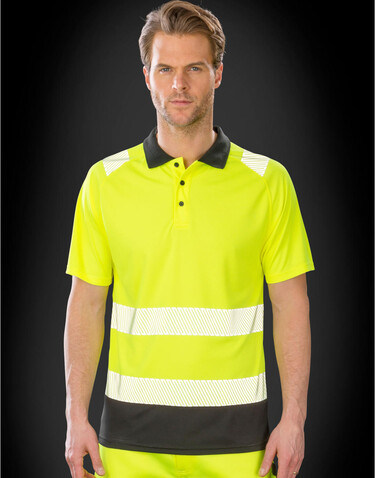 Result Recycled Safety Polo Shirt, Fluorescent Orange, S/M bedrucken, Art.-Nr. 502334053