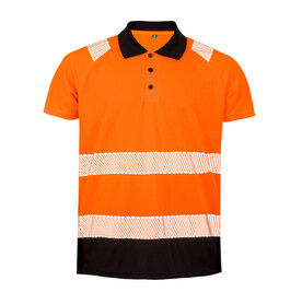 Result Recycled Safety Polo Shirt, Fluorescent Orange, S/M bedrucken, Art.-Nr. 502334053