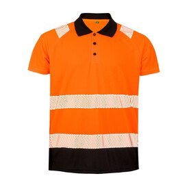 Result Recycled Safety Polo Shirt, Fluorescent Orange, S/M bedrucken, Art.-Nr. 502334053