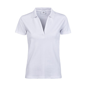 Tee Jays Women`s Luxury Stretch V Polo, White, S bedrucken, Art.-Nr. 502540003