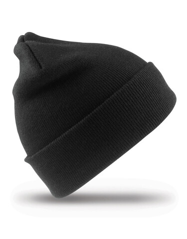 Result Recycled Woolly Ski Hat, Black, One Size bedrucken, Art.-Nr. 601331010