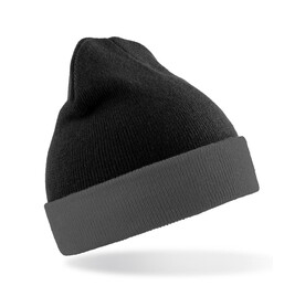 Result Recycled Black Compass Beanie, Black/Grey, One Size bedrucken, Art.-Nr. 602331510
