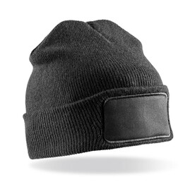 Result Recycled Double Knit Printers Beanie, Black, One Size bedrucken, Art.-Nr. 605331010