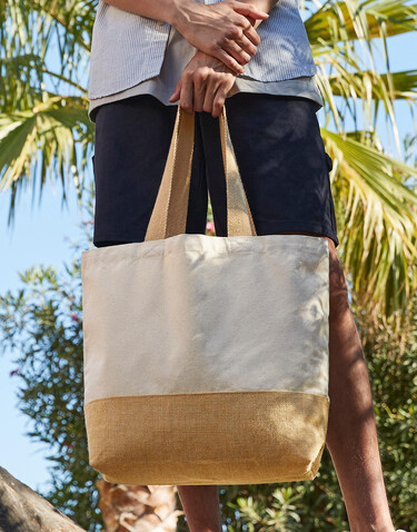 Westford Mill Jute Base Canvas Tote, Natural, One Size bedrucken, Art.-Nr. 665280080