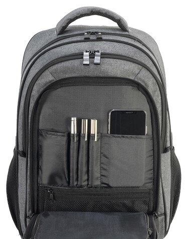 Shugon Frankfurt Smart Laptop Backpack, Grey Melange/Black, One Size bedrucken, Art.-Nr. 674381550