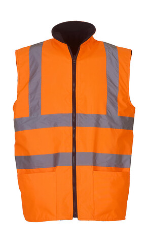 Yoko Fluo Fleece Reversible Bodywarmer, Fluo Orange, XL bedrucken, Art.-Nr. 808774056