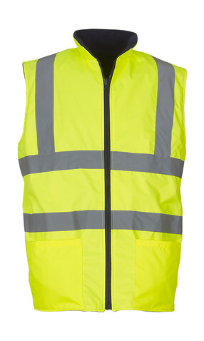 Yoko Fluo Fleece Reversible Bodywarmer, Fluo Yellow, XL bedrucken, Art.-Nr. 808776056
