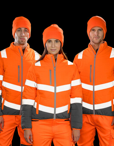 Result Soft Padded Safety Jacket, Fluo Orange/Grey, S bedrucken, Art.-Nr. 876334753