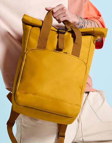 Bag Base Recycled Twin Handle Roll-Top Backpack, Blush Pink, One Size bedrucken, Art.-Nr. 903294320