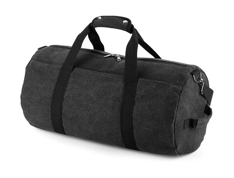 Bag Base Vintage Canvas Barrel Bag, Vintage Black, One Size bedrucken, Art.-Nr. 912291120