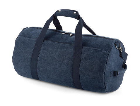 Bag Base Vintage Canvas Barrel Bag, Vintage Oxford Navy, One Size bedrucken, Art.-Nr. 912292110