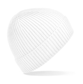 Beechfield Engineered Knit Ribbed Beanie, White, One Size bedrucken, Art.-Nr. 913690000