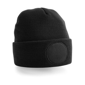 Beechfield Circular Patch Beanie, Black, One Size bedrucken, Art.-Nr. 922691010