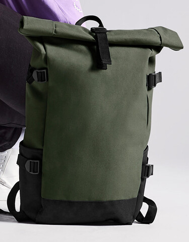 Bag Base Block Roll-Top Backpack, Olive Green/Black, One Size bedrucken, Art.-Nr. 926295590