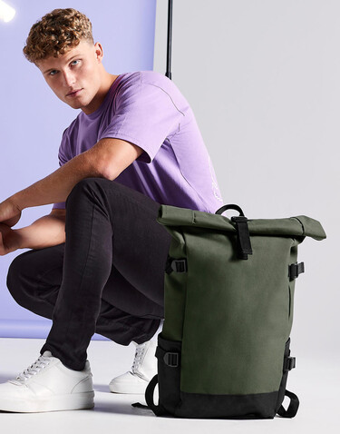 Bag Base Block Roll-Top Backpack, Olive Green/Black, One Size bedrucken, Art.-Nr. 926295590