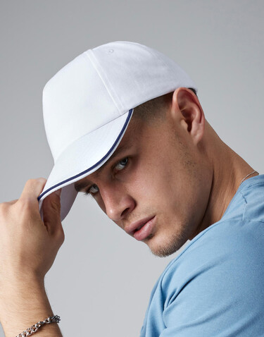 Beechfield Authentic 5 Panel Cap - Piped Peak, French Navy/White, One Size bedrucken, Art.-Nr. 928692500