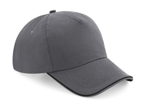 Beechfield Authentic 5 Panel Cap - Piped Peak, Graphite Grey/Black, One Size bedrucken, Art.-Nr. 928691600