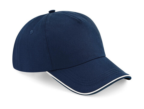 Beechfield Authentic 5 Panel Cap - Piped Peak, French Navy/White, One Size bedrucken, Art.-Nr. 928692500