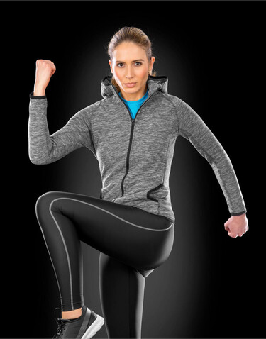 Result Women`s Microfleece Hoodi, Marl Grey/Black, XL bedrucken, Art.-Nr. 932331486