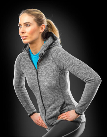 Result Women`s Microfleece Hoodi, Marl Grey/Black, XL bedrucken, Art.-Nr. 932331486
