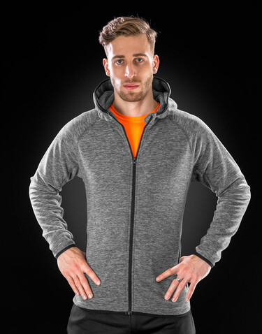 Result Men`s Microfleece Hoodi, Marl Grey/Black, XL bedrucken, Art.-Nr. 933331486