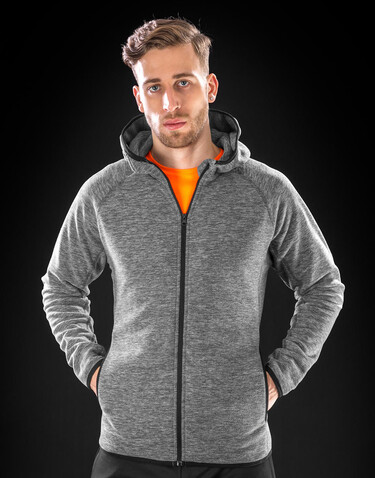 Result Men`s Microfleece Hoodi, Marl Grey/Black, 3XL bedrucken, Art.-Nr. 933331488